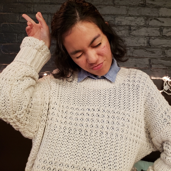 La Hearts Sweaters - LA Hearts Cream Knit Sweater